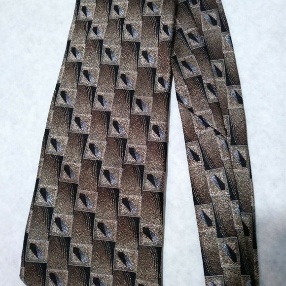 Axis Brown Pattern Checks Checkered Necktie Excell - Picture 1 of 3